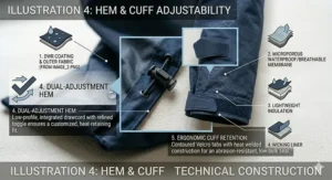 Detail shot highlighting secure, waterproof pockets on a functional jacket for women.