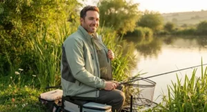 Cool summer breathable fishing jacket with internal mesh lining for warm weather coarse fishing