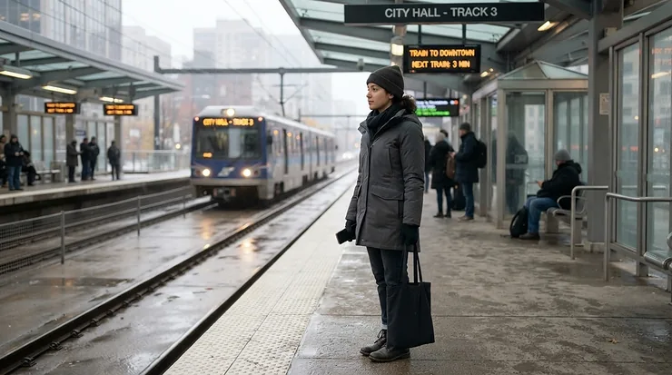 Sleek grey womens insulated waterproof parka designed for everyday winter commuting