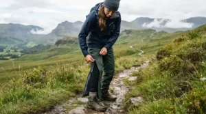 Illustration featuring full-length zips for festival vs hiking overtrousers