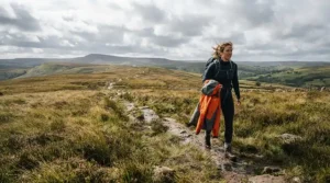 Wearing standalone waterproof trousers vs overtrousers for heavy moorland walking in the Peak District.
