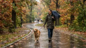 Knowing when to choose waterproof trousers vs overtrousers for a muddy morning dog walk.
